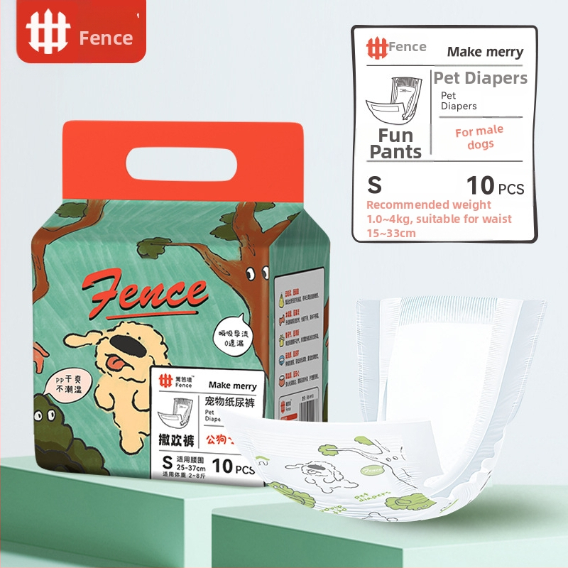 Ühekordsed isaskoerte mähkmed, füsioloogilised püksid, mugavad ja hingavad, lekkekindlad, kergesti imenduvad ja ei pöördosmoosi, sise- ja välistingimustes kasutamiseks