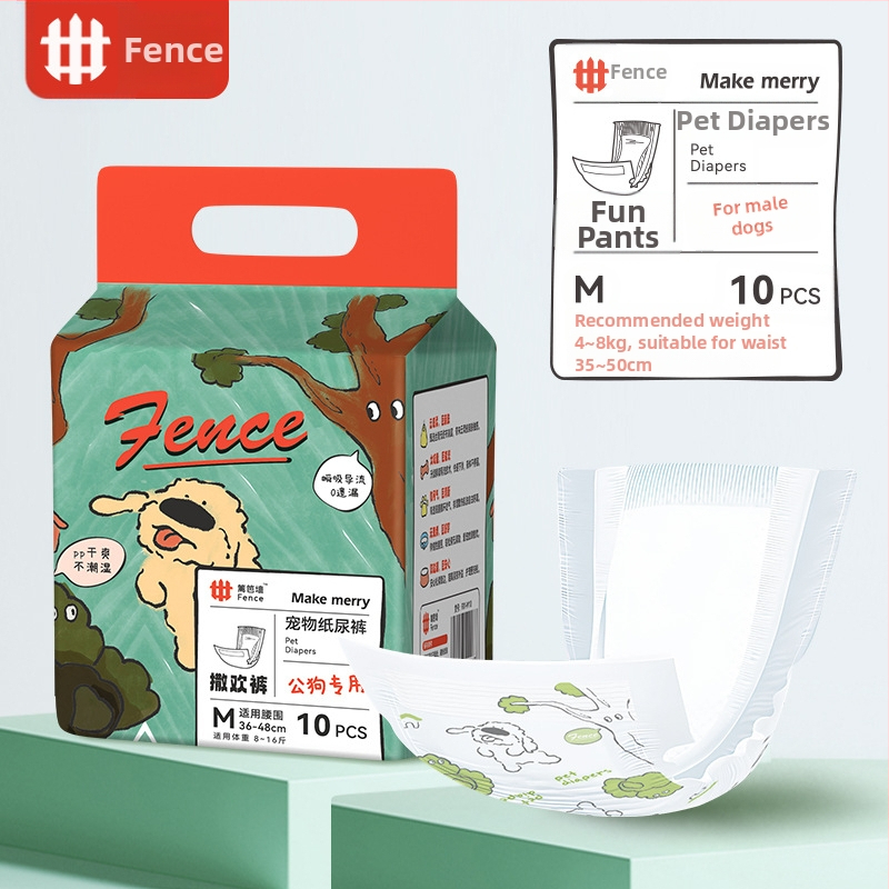 Ühekordsed isaskoerte mähkmed, füsioloogilised püksid, mugavad ja hingavad, lekkekindlad, kergesti imenduvad ja ei pöördosmoosi, sise- ja välistingimustes kasutamiseks