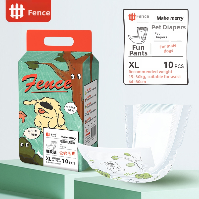 Ühekordsed isaskoerte mähkmed, füsioloogilised püksid, mugavad ja hingavad, lekkekindlad, kergesti imenduvad ja ei pöördosmoosi, sise- ja välistingimustes kasutamiseks