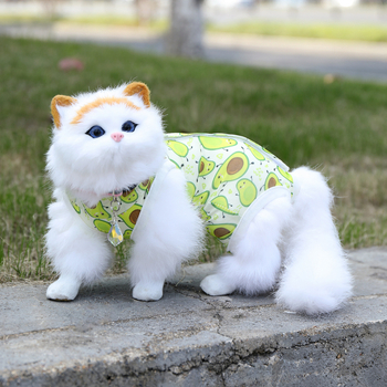 Тънки дрехи за домашни любимци, дрехи за кученца и котки, чиста памучна флорална пола, сини и сребристи, плавно движещи се дрехи за малки кучета