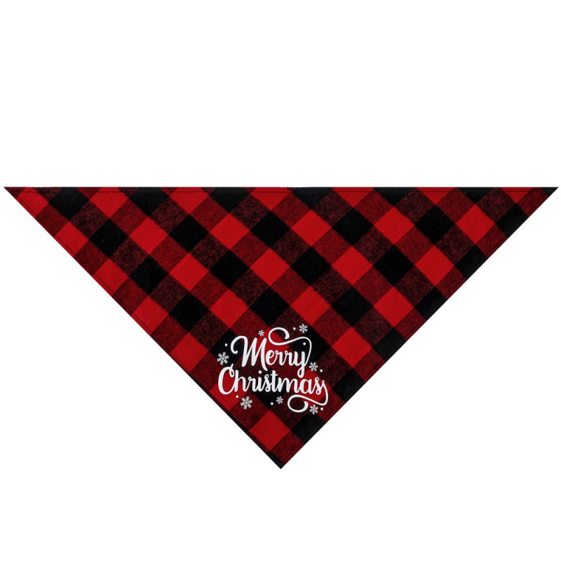 Uus jõuludeks mõeldud lemmikloomade puuvillane punane, must, roheline ja must ruuduline lemmikloomade süljega rätik ühekihiline ruuduline kolmnurkne sall