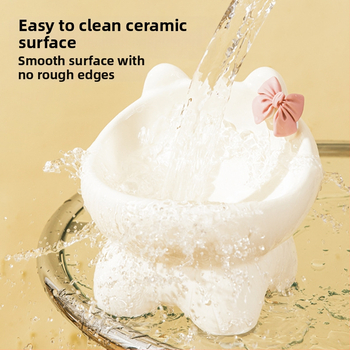 Macskatál macska kutyaeledel tál kerámia aranyos kreatív ferde szájú kis és közepes méretű kisállat tál étel rizs ivó nyak magas lábak