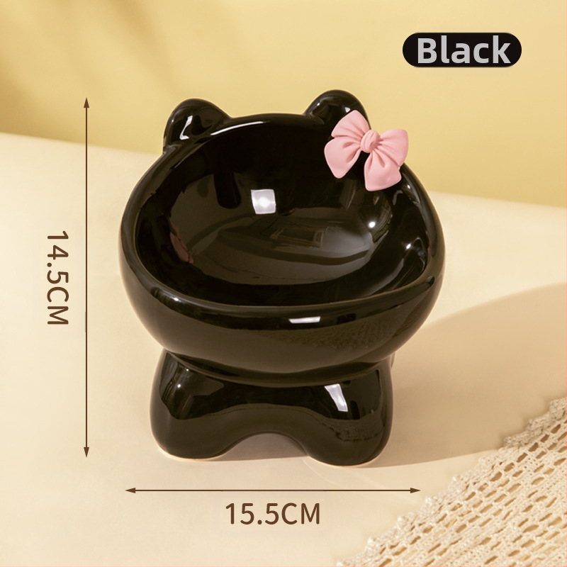 Macskatál macska kutyaeledel tál kerámia aranyos kreatív ferde szájú kis és közepes méretű kisállat tál étel rizs ivó nyak magas lábak