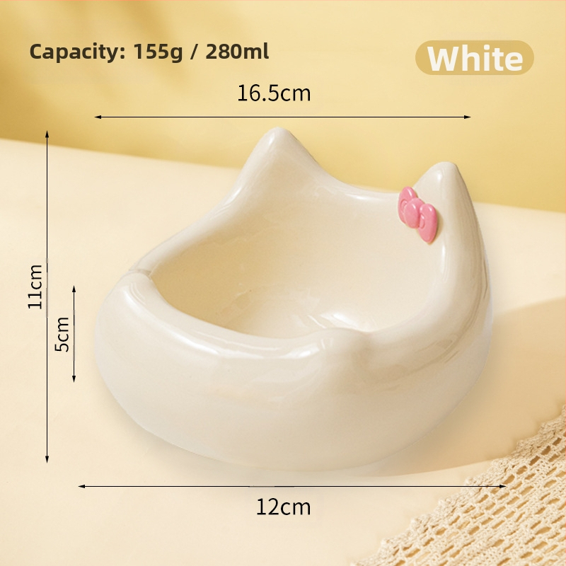 Macskatál macska kutyaeledel tál kerámia aranyos kreatív ferde szájú kis és közepes méretű kisállat tál étel rizs ivó nyak magas lábak