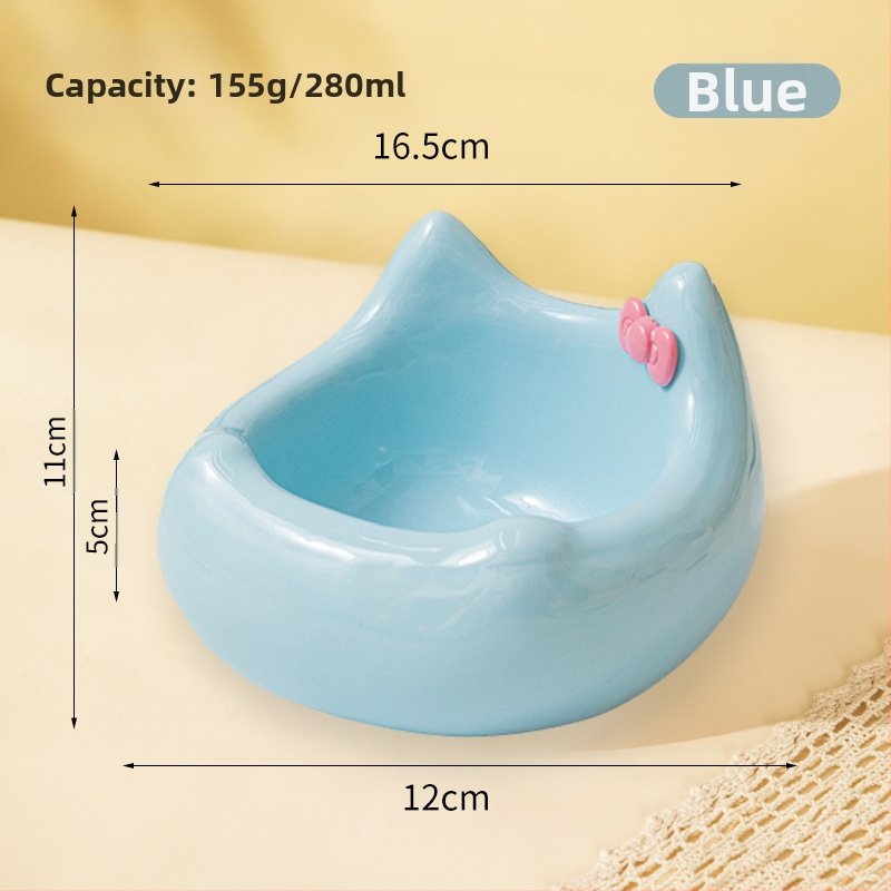 Macskatál macska kutyaeledel tál kerámia aranyos kreatív ferde szájú kis és közepes méretű kisállat tál étel rizs ivó nyak magas lábak