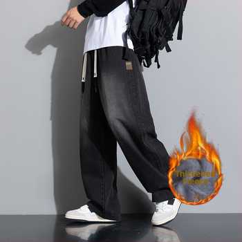 JYF-A502JR jaunas, taisnas, personalizētas, ielas stila džinsa bikses, amerikāņu stila, retro stila, tievējošas, plus izmēra, ar flīsa oderi, sabiezinātas