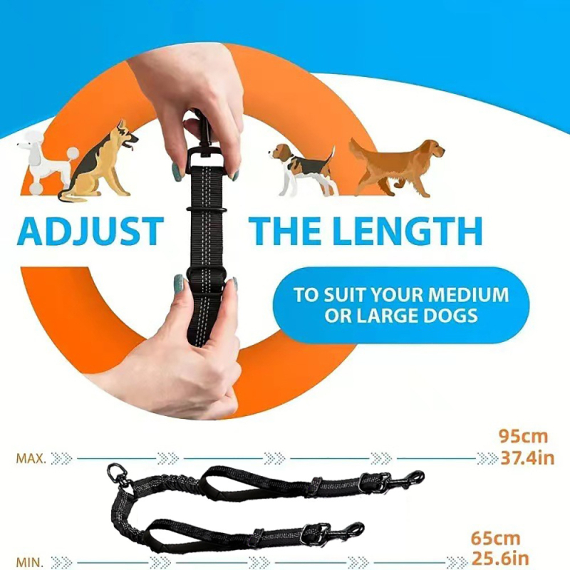 Piiriülene populaarne kahe otsaga lemmikloomade jalutusriist, fikseeritud koerapuhver, elastne, venimata, tööjõudu säästev veoköis