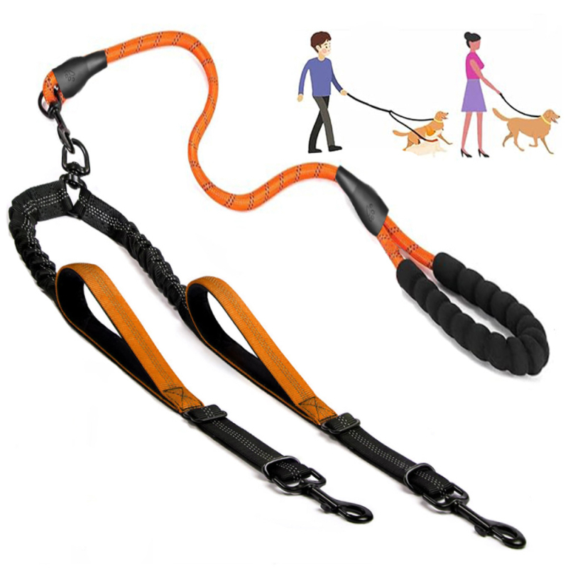 Piiriülene populaarne kahe otsaga lemmikloomade jalutusriist, fikseeritud koerapuhver, elastne, venimata, tööjõudu säästev veoköis