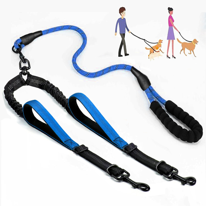 Piiriülene populaarne kahe otsaga lemmikloomade jalutusriist, fikseeritud koerapuhver, elastne, venimata, tööjõudu säästev veoköis