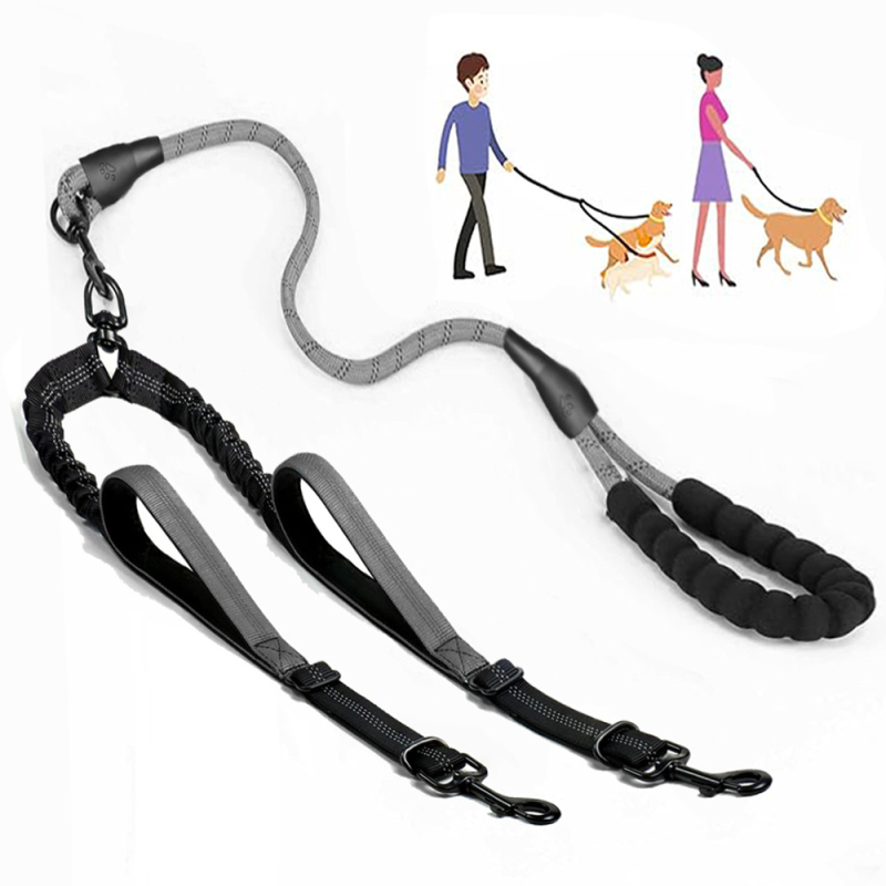 Piiriülene populaarne kahe otsaga lemmikloomade jalutusriist, fikseeritud koerapuhver, elastne, venimata, tööjõudu säästev veoköis
