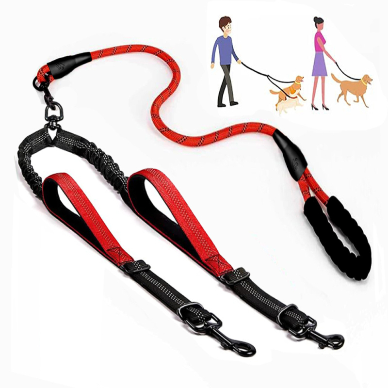 Piiriülene populaarne kahe otsaga lemmikloomade jalutusriist, fikseeritud koerapuhver, elastne, venimata, tööjõudu säästev veoköis