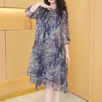 Egy generációnyi francia elegáns hétpontos ujjú ruha 2025 nyarán, új, drága, bő, vékony, hosszú szoknya