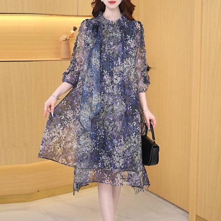 Egy generációnyi francia elegáns hétpontos ujjú ruha 2025 nyarán, új, drága, bő, vékony, hosszú szoknya