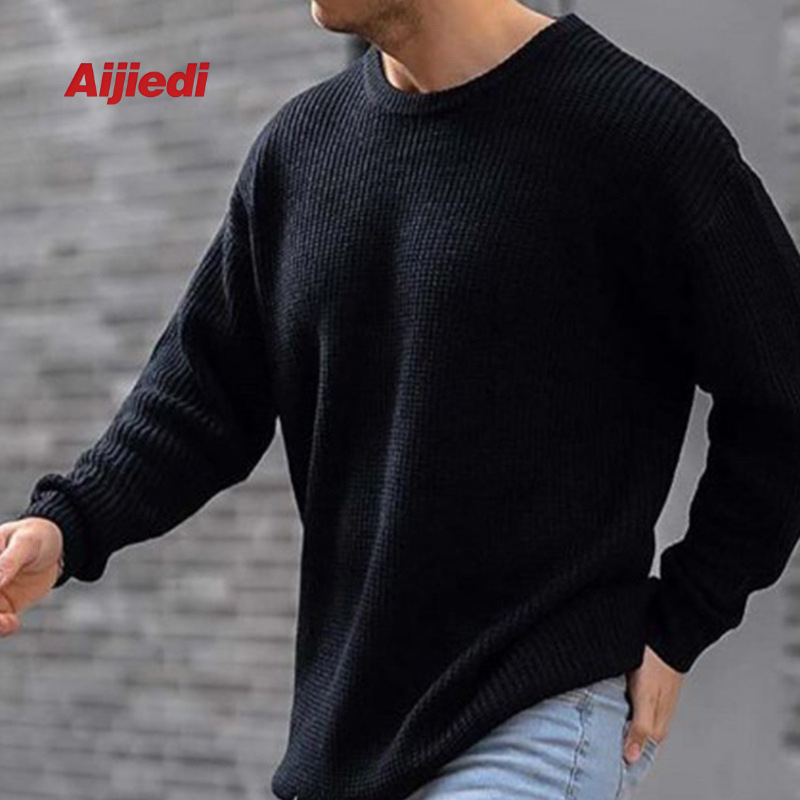 Férfi pulóver Férfi felsőrész Európai és amerikai új laza kötött pulóver Határokon átnyúló Amazon divat Külkereskedelem Ősz és tél Fehér