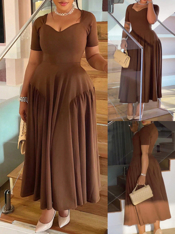 Prekogranična Amazon europska i američka proljetna i ljetna ženska modna elegantna duga haljina bez naramenica s ovratnikom i strukom za mršavljenje plus size