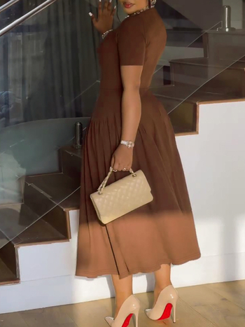 Prekogranična Amazon europska i američka proljetna i ljetna ženska modna elegantna duga haljina bez naramenica s ovratnikom i strukom za mršavljenje plus size