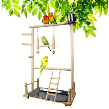 Papagáj polc, padló, tömörfa asztali edzőállomás, állványos állomás, rúddal ellátott játszótér, nagy, közepes, kis madárállomás, állványos hinta