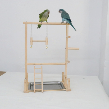 Ράφι παπαγάλου από μασίφ ξύλο επιτραπέζιο Σταθμός εκπαίδευσης Σταθμός ραφιών Ράβδος παιδικής χαράς Μεγάλο Μεσαίο Μικρό Σταθμός πουλιών Ράφι κούνιας