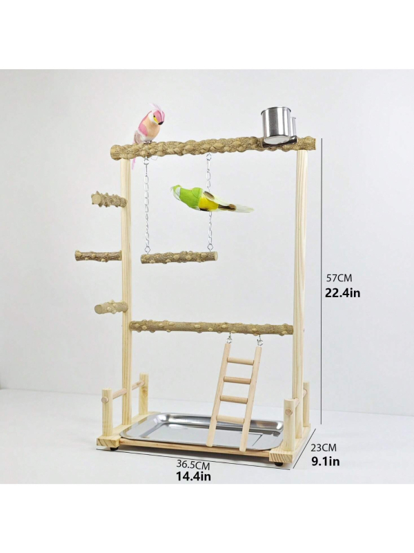 Papagáj polc, padló, tömörfa asztali edzőállomás, állványos állomás, rúddal ellátott játszótér, nagy, közepes, kis madárállomás, állványos hinta