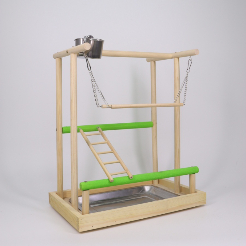 Papagáj polc, padló, tömörfa asztali edzőállomás, állványos állomás, rúddal ellátott játszótér, nagy, közepes, kis madárállomás, állványos hinta