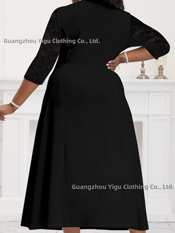 Външна търговия през границата Нов продукт Плюс размер Модна рокля Дамска едноцветна елегантна рокля с кръгло деколте и къс ръкав Лятна рокля Amazon