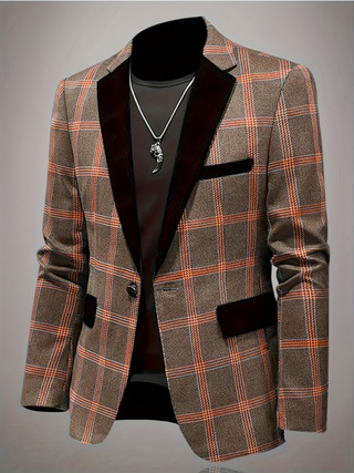 2025. aasta meeste ülikond, vabaaja Korea stiilis, trendikas ruuduline õmblemisega ülikond