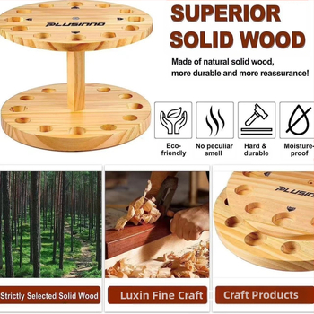 Ράφι αποθήκευσης καλαμιών ψαρέματος από μασίφ ξύλο, στρογγυλό διαμέρισμα, περιστρεφόμενο ράφι καλαμιών ψαρέματος, εμπορική βάση μπιλιάρδου, ράφι επίδειξης καλαμιών ψαρέματος