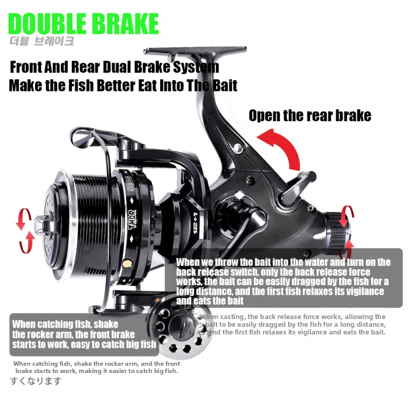 Самола Двойно спирачно въртящо се колело за шаран, голямо риболовно колело с голям обсег, износ през граница, търговия на едро, против навиване