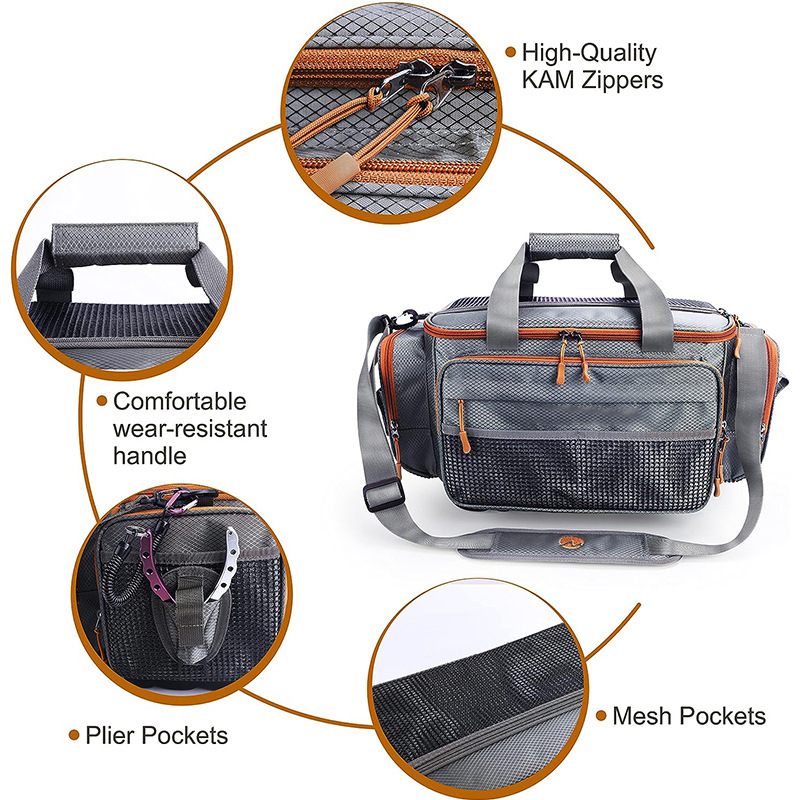 Daudzfunkcionāla rokassoma, makšķerēšanas piederumu soma pāri plecam, makšķerēšanas knaibles, zivju kontroles ierīce, plecu soma, mānekļu komplekts