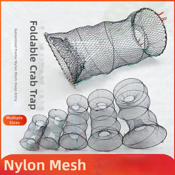 Kokkupandav vedruga puuri kalapüügivõrk krabipuurist käsitsi langev võrk automaatsete põrgetega kokkupandav ümmargune krabivõrk