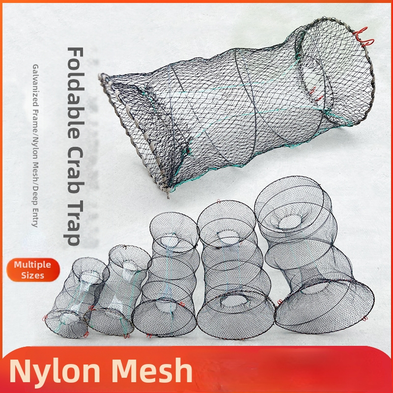 Kokkupandav vedruga puuri kalapüügivõrk krabipuurist käsitsi langev võrk automaatsete põrgetega kokkupandav ümmargune krabivõrk