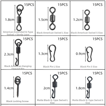 300 броя комплект аксесоари за риболов на шаран в европейски стил Kuou, маркуч, спирачка за боб, въртящ се риболовен комплект, аксесоари за трансграничен риболов