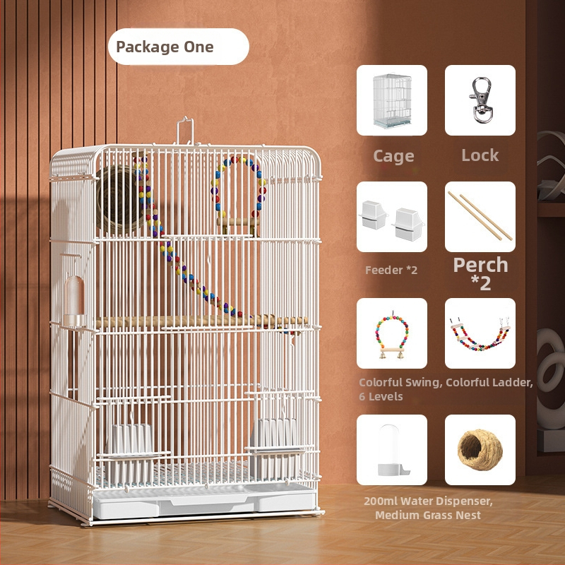 Tigrisbőr papagáj madárkalitka Xuanfeng bazsarózsa nagy villa madárkalitka fém madártenyésztés vízszintes selyem megfigyelő mászóketrec