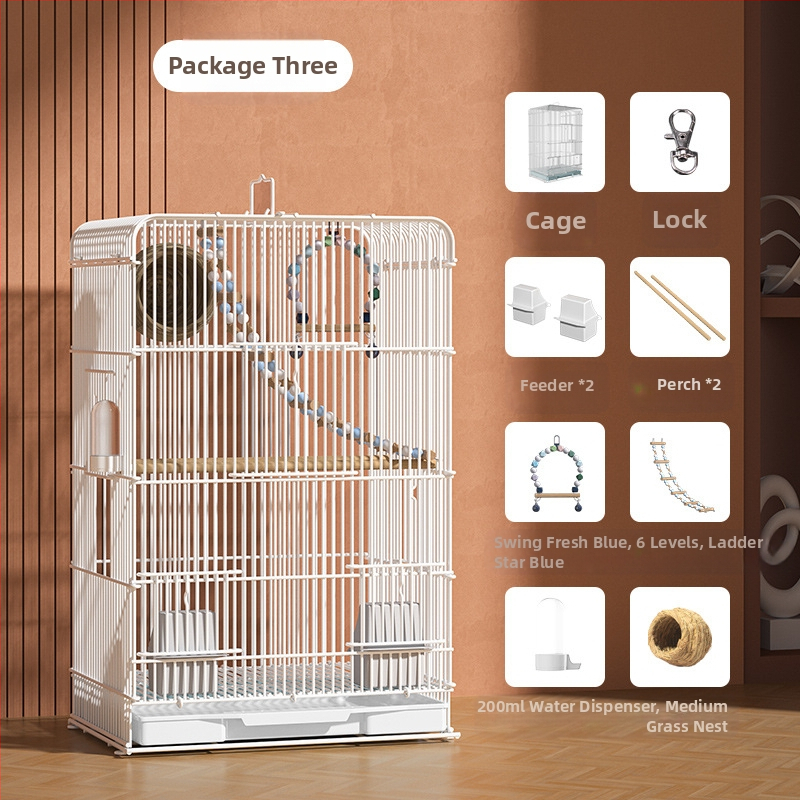 Tigrisbőr papagáj madárkalitka Xuanfeng bazsarózsa nagy villa madárkalitka fém madártenyésztés vízszintes selyem megfigyelő mászóketrec