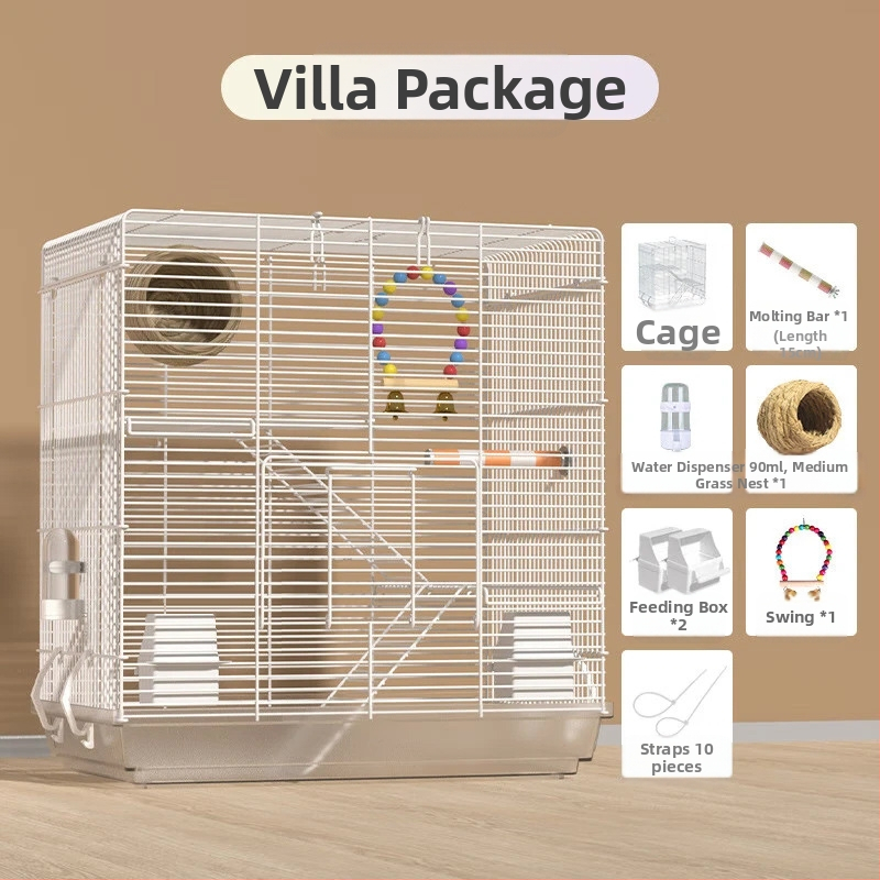 Tigrisbőr papagáj madárkalitka Xuanfeng bazsarózsa nagy villa madárkalitka fém madártenyésztés vízszintes selyem megfigyelő mászóketrec