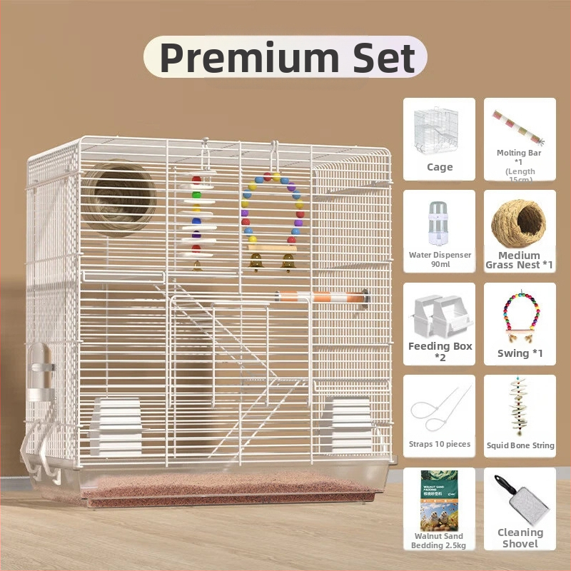 Tigrisbőr papagáj madárkalitka Xuanfeng bazsarózsa nagy villa madárkalitka fém madártenyésztés vízszintes selyem megfigyelő mászóketrec