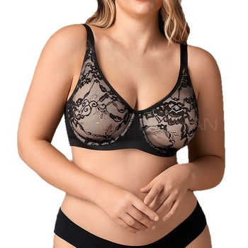 Σουτιέν μεγάλου μεγέθους με δαντέλα εξωτερικού εμπορίου χωρίς ενίσχυση, σέξι, μαύρο με μπανέλα, άνετο, αναπνεύσιμο, μεγάλο στήθος που δείχνει το μικρό σουτιέν για γυναίκες