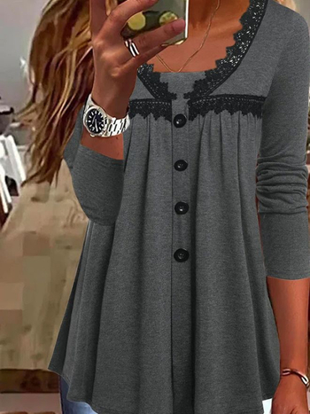 2022. Vanjska trgovina prekogranična nova ženska ležerna majica s V-izrezom i dugim rukavima, široki pulover od čipke, prozirne boje