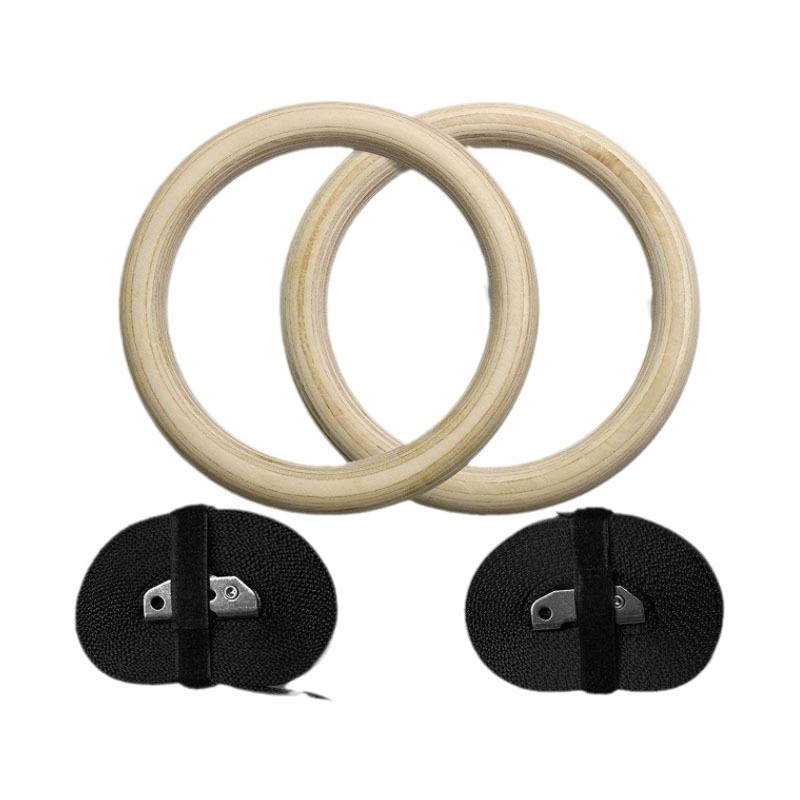 Mediniai žiedai fitnesui patalpose, gimnastikos žiedai, buitiniai sportiniai prisitraukimų žiedai, reguliuojami žiedai