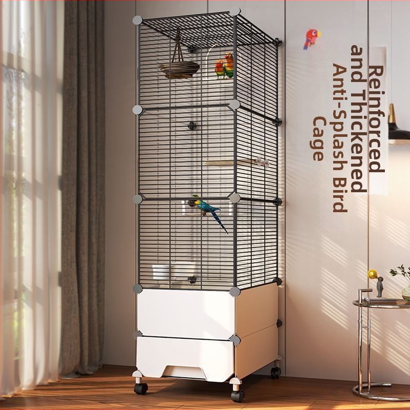 Suur pritsmekindel linnupuur papagoidele, kakaduudele, kuldnokkadele, suurtele müünidele, viirpapagoidele ja kanaarilindudele, luksuslik haljastusvilla