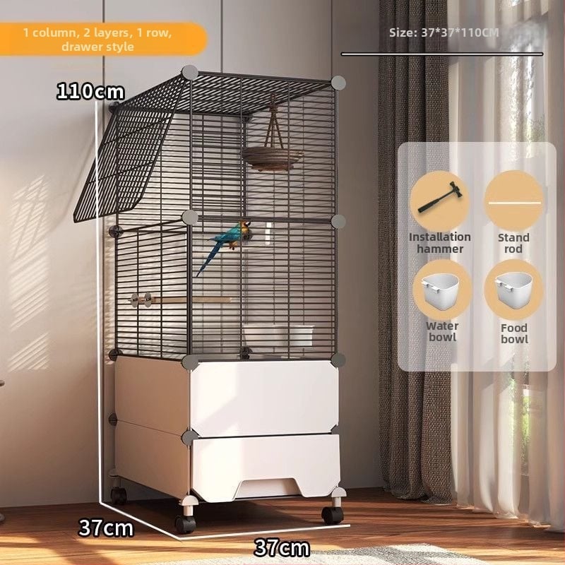 Suur pritsmekindel linnupuur papagoidele, kakaduudele, kuldnokkadele, suurtele müünidele, viirpapagoidele ja kanaarilindudele, luksuslik haljastusvilla