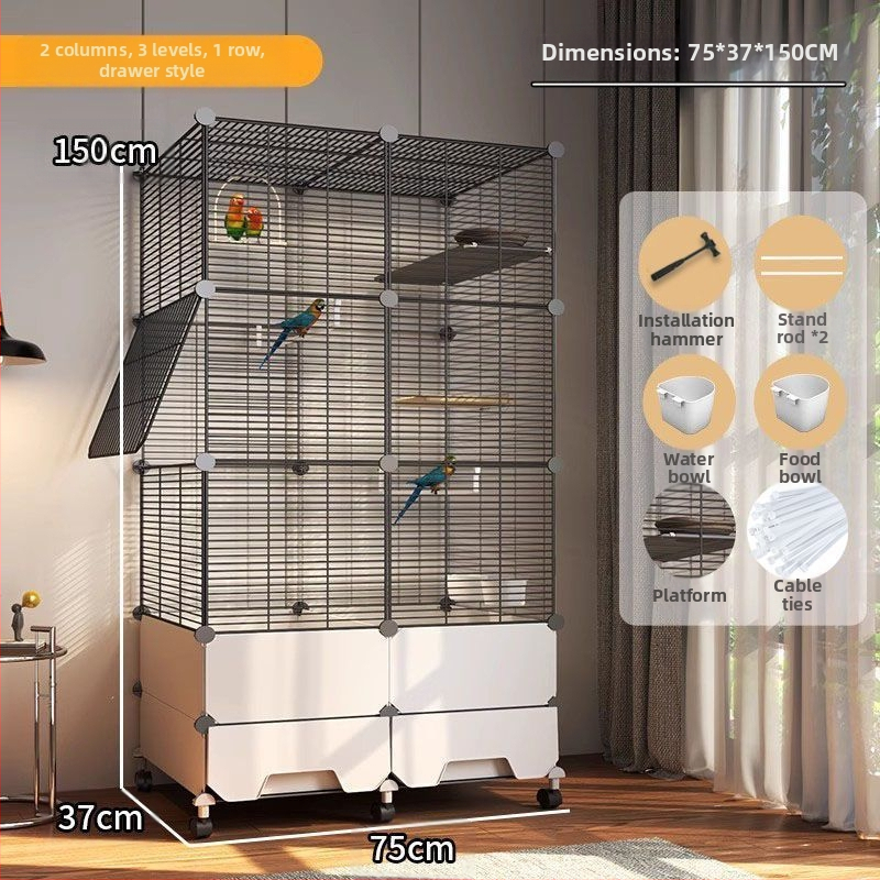 Suur pritsmekindel linnupuur papagoidele, kakaduudele, kuldnokkadele, suurtele müünidele, viirpapagoidele ja kanaarilindudele, luksuslik haljastusvilla