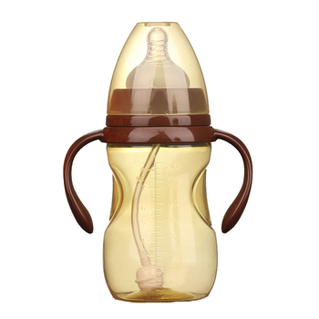 Kõrge temperatuurikindel laia suuga plastist rinnapiima imiteeriv lutipudel, mis soovitab vastsündinute puhitust ja pragunemiskindlust käepidemega