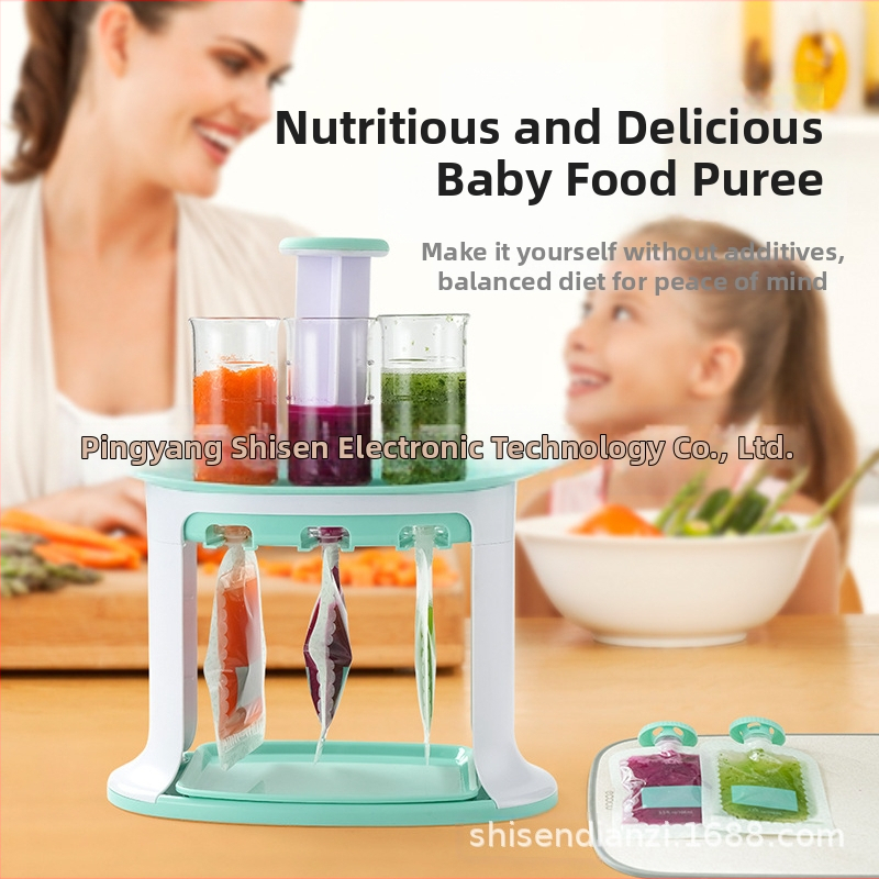 Vaikų tyrės spaudyklė buitiniam virtuvės dozatoriui, maisto papildų gamybos rankiniu kūdikių maisto papildų laikymo maišeliui, maisto papildų aparatui