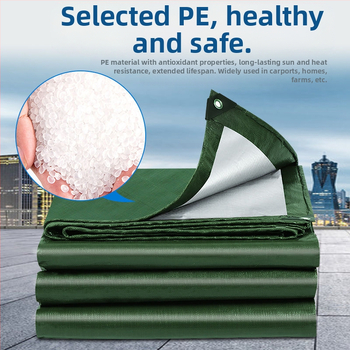 Armee roheline hõbedane PE presenning vihmakindel päikesekindel kulumiskindel telgimatt õues paksendatud päikesekaitsekreemi soojusisolatsiooniga lõuendist vihmakangas