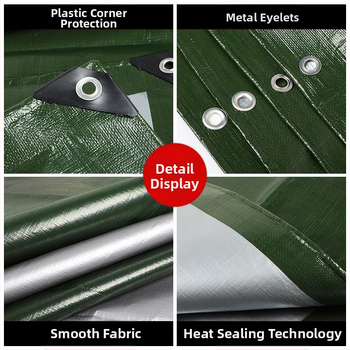 Armee roheline hõbedane PE presenning vihmakindel päikesekindel kulumiskindel telgimatt õues paksendatud päikesekaitsekreemi soojusisolatsiooniga lõuendist vihmakangas