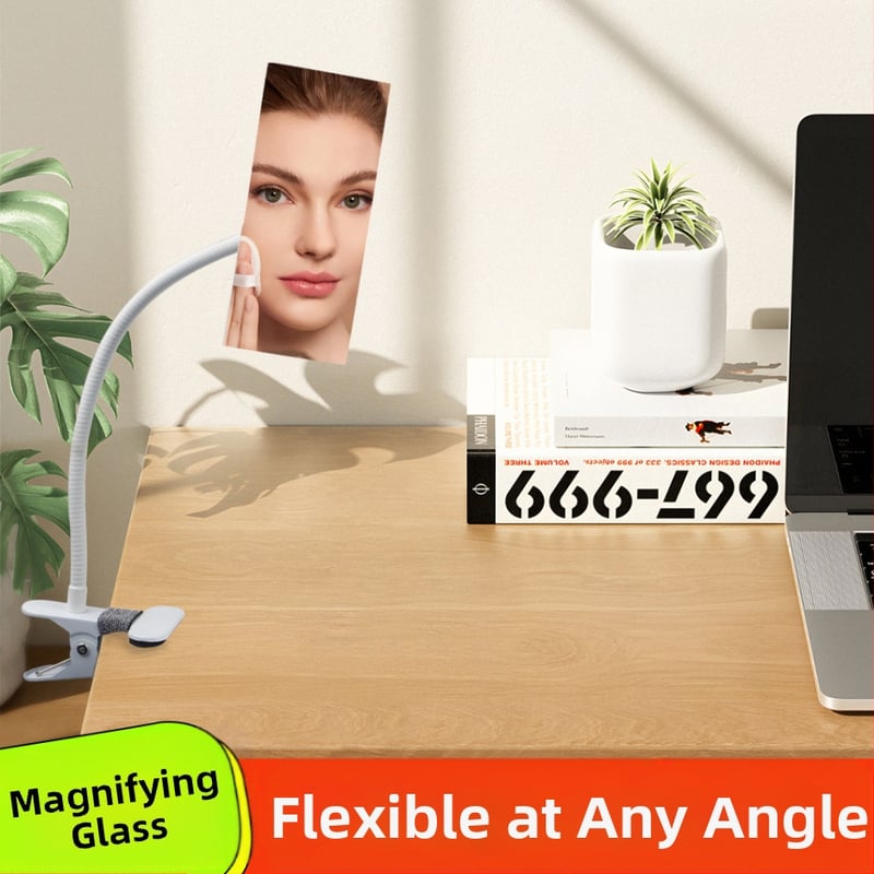 Valge ruudukujuline ümmargune lauaarvuti tahavaatepeegel, arvuti tahavaatepeegel, tahavaatepeegli jälgimine isikliku turvalisuse tagamiseks