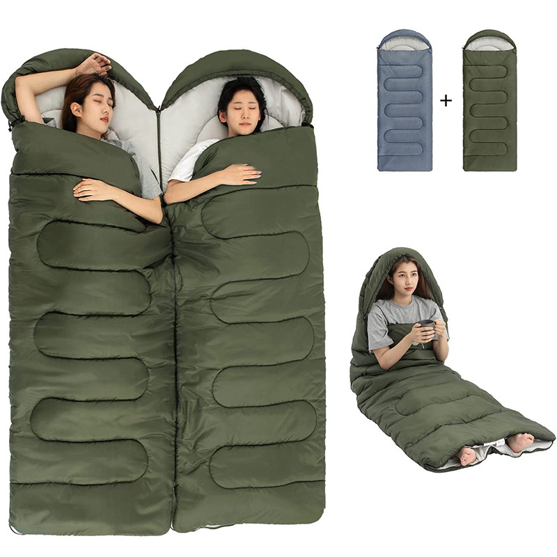 Kohandatud välistingimustes kasutatav täiskasvanute üheinimese magamiskott, telkimisstiilis paksendatud magamiskott, Amazoni enimmüüdud puhta värvi magamiskott