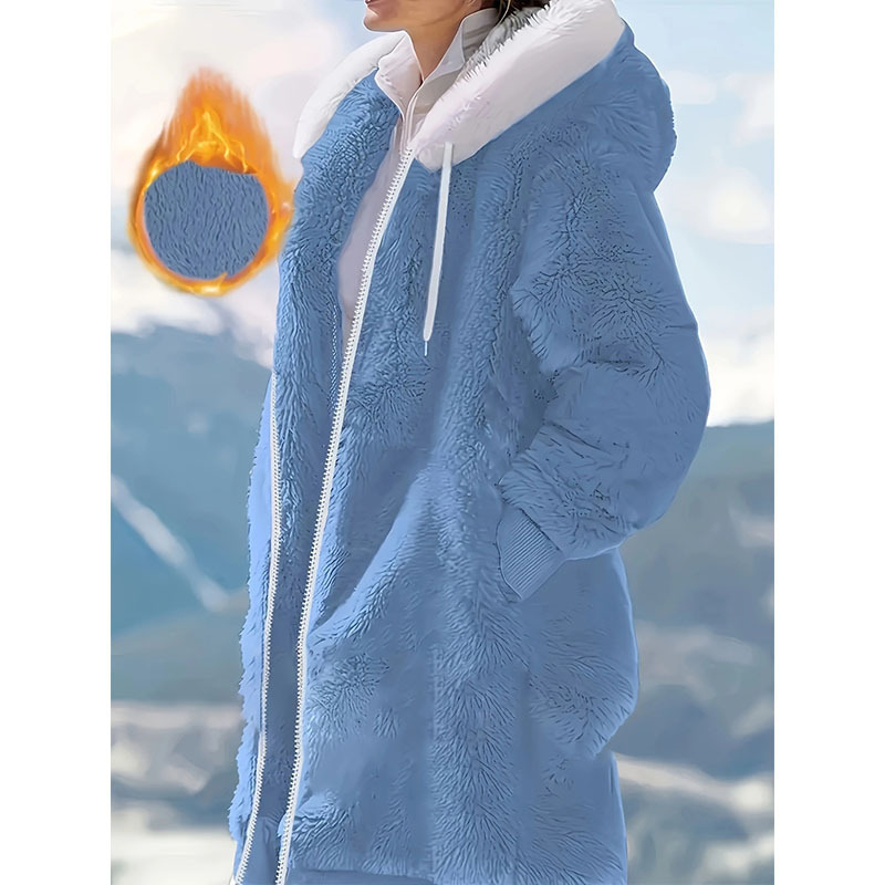 Uus piiriülene väliskaubandus Euroopa ja Ameerika naiste rõivaste plahvatus sügisel ja talvel paks pikk Mao Mao kapuutsiga mantel