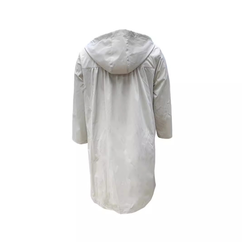 On01619 „Spot 2025“ pavasario ir vasaros naujas plius dydžio moteriškas vienspalvis laisvalaikio ilgomis rankovėmis su gobtuvu, ilgas, neperpučiamas vėjo švarkas.